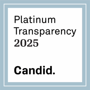 platinum transparency 2025 seal from Candid. light blue border.